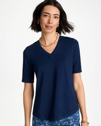 Chico's Cotton Slub V-Neck Tee