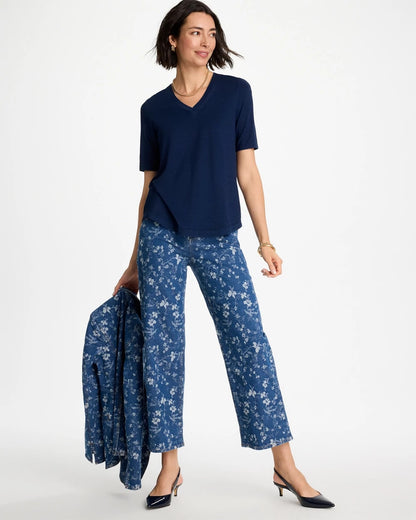 Chico's Cotton Slub V-Neck Tee