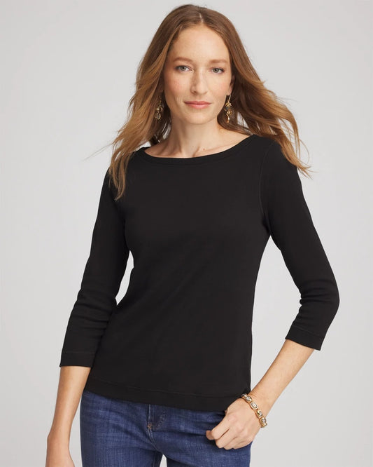 Chico's Pima Cotton 3/4 Sleeve Tee