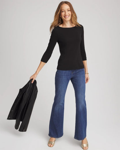 Chico's Pima Cotton 3/4 Sleeve Tee