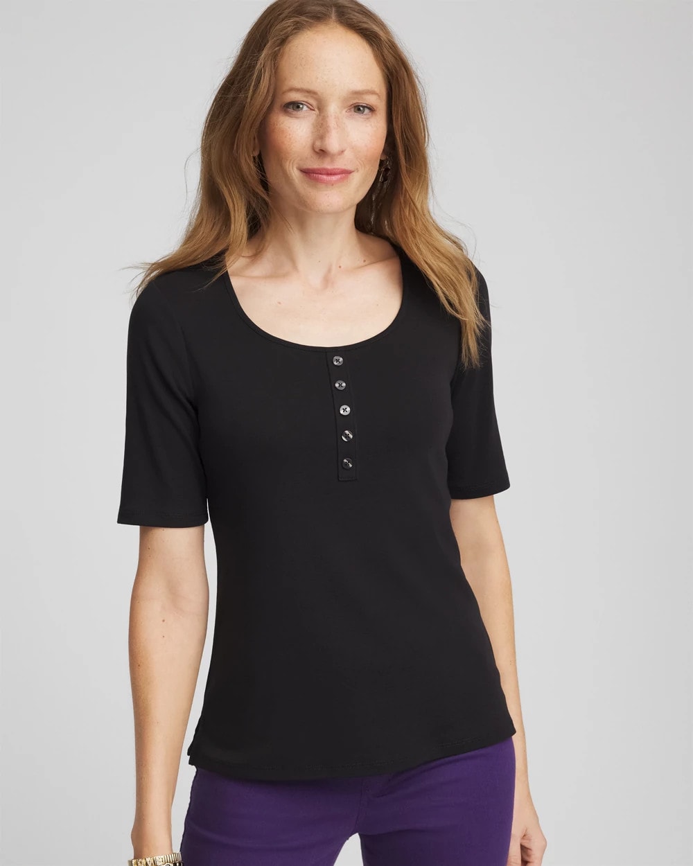 Chico's Pima Cotton Henley Tee