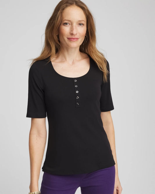 Chico's Pima Cotton Henley Tee