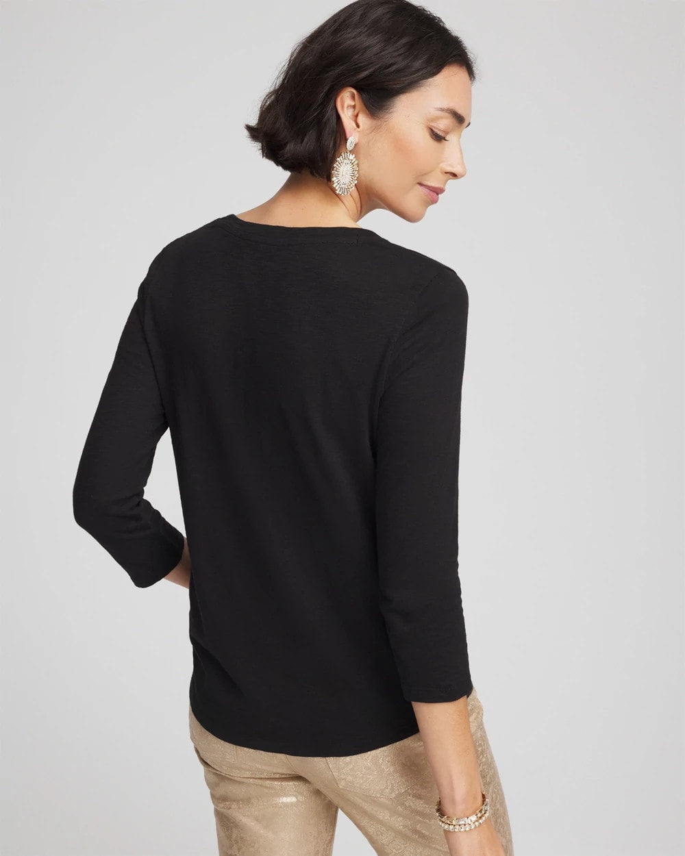 Chico's Slub 3/4 Sleeve Tee