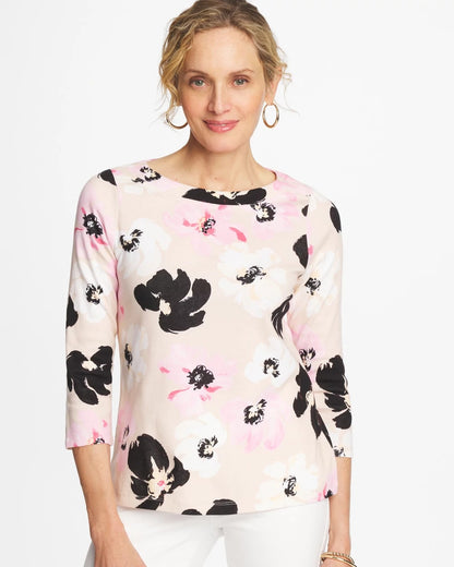 Chico's Printed Pima 3/4 Sleeve Tee