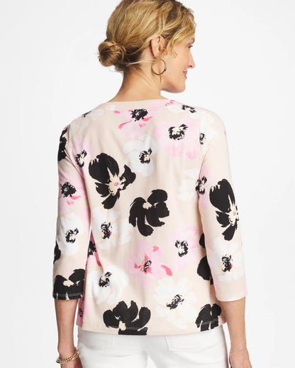 Chico's Printed Pima 3/4 Sleeve Tee