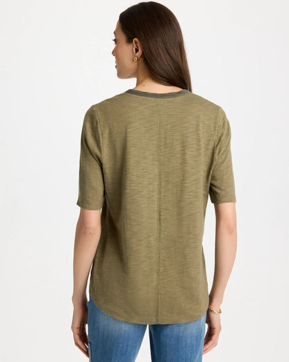 Chico's Cotton Slub V-Neck Tee