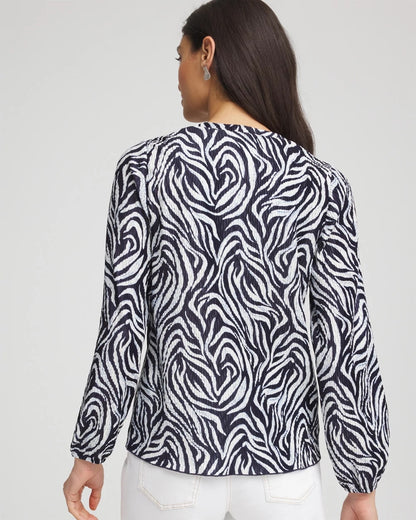 Chico's Zebra Waves Crinkle Top