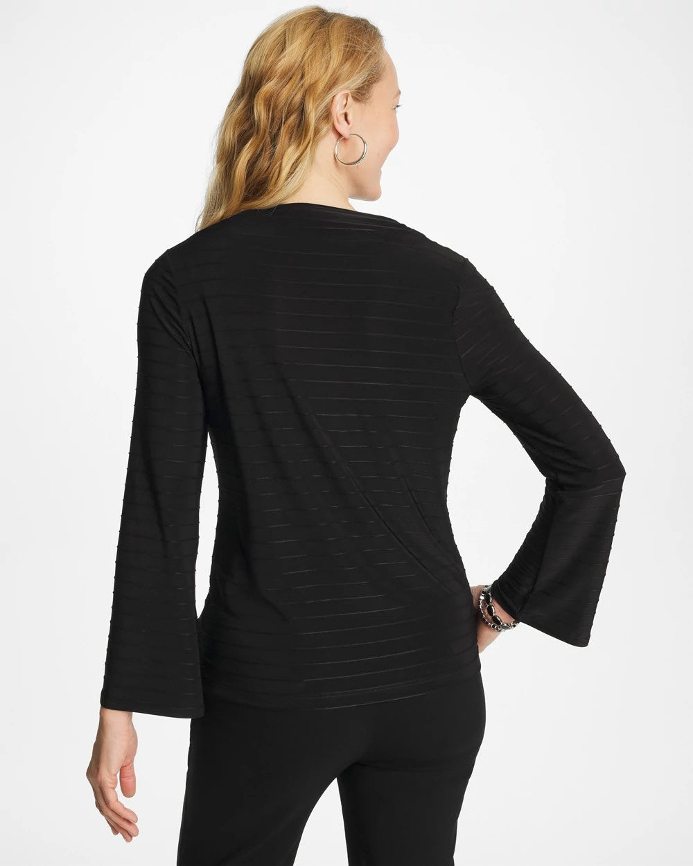 Chico's Textured Long Sleeve Cowlneck Tee