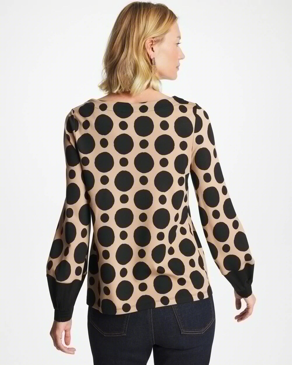 Chico's Ponte Poplin Polka-Dot Top