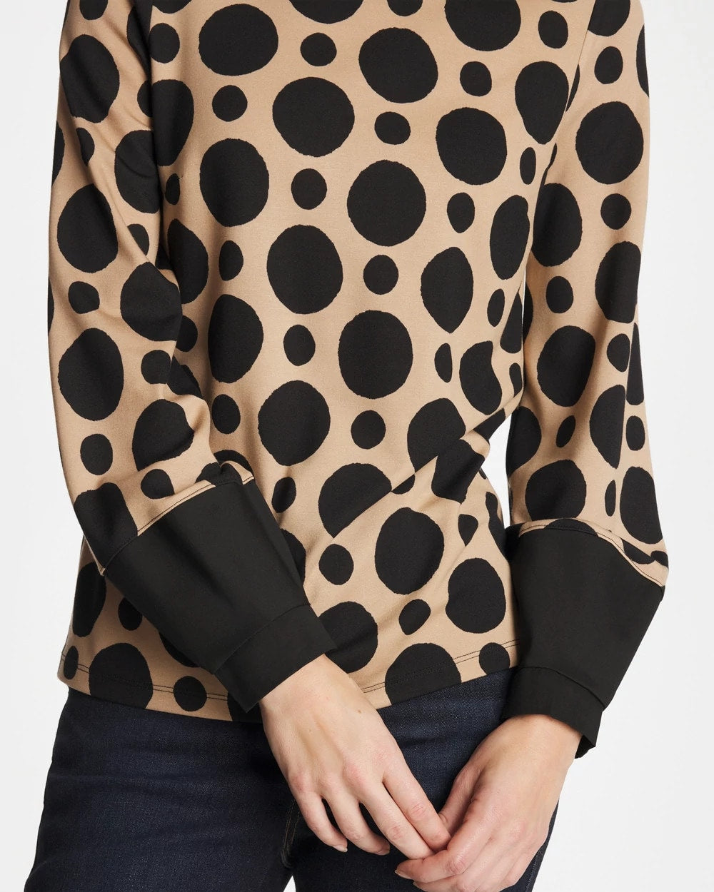 Chico's Ponte Poplin Polka-Dot Top