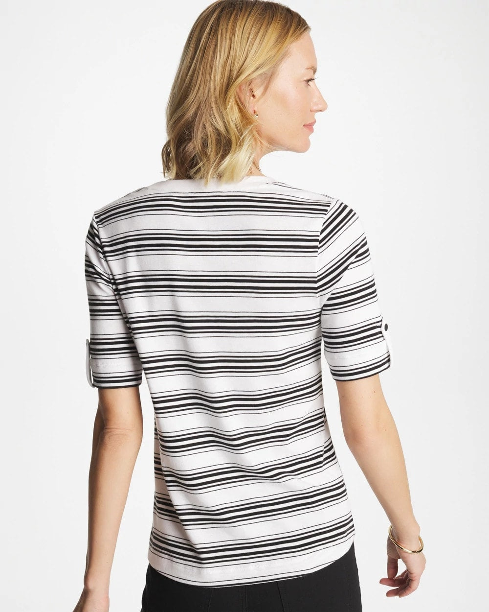 Chico's Pima V-Neck Tab Sleeve Tee