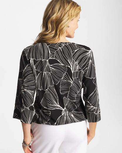 Chico's Ginkgo Matte Jersey Bubble Hem Top