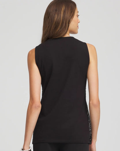 Chico's Sequin Beaded Notch Neck Tank