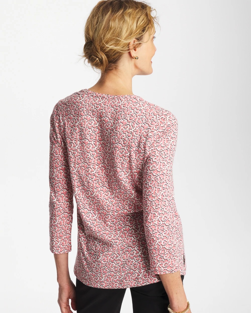 Chico's Cotton-Slub Splitneck Henley Tee