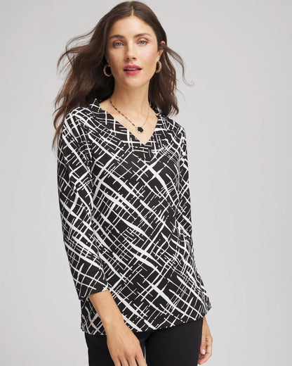 Chico's Printed Pima 3/4 Sleeve Tee