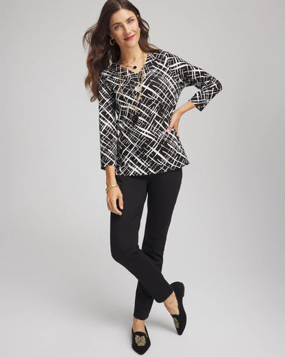 Chico's Printed Pima 3/4 Sleeve Tee