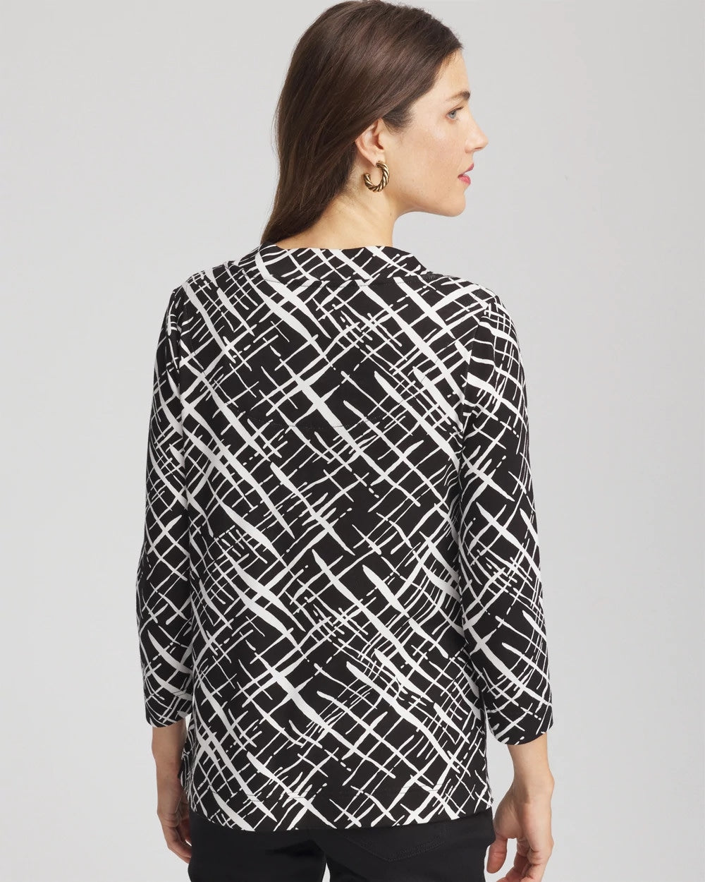 Chico's Printed Pima 3/4 Sleeve Tee