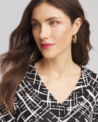 Chico's Printed Pima 3/4 Sleeve Tee