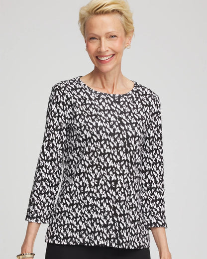 Chico's Pima Crewneck Button Tee
