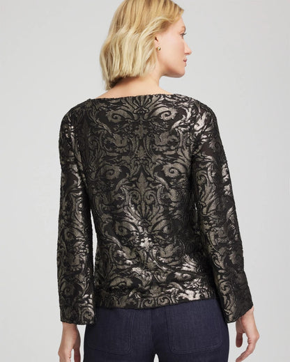 Chico's Art Deco Burnout Jacquard Top