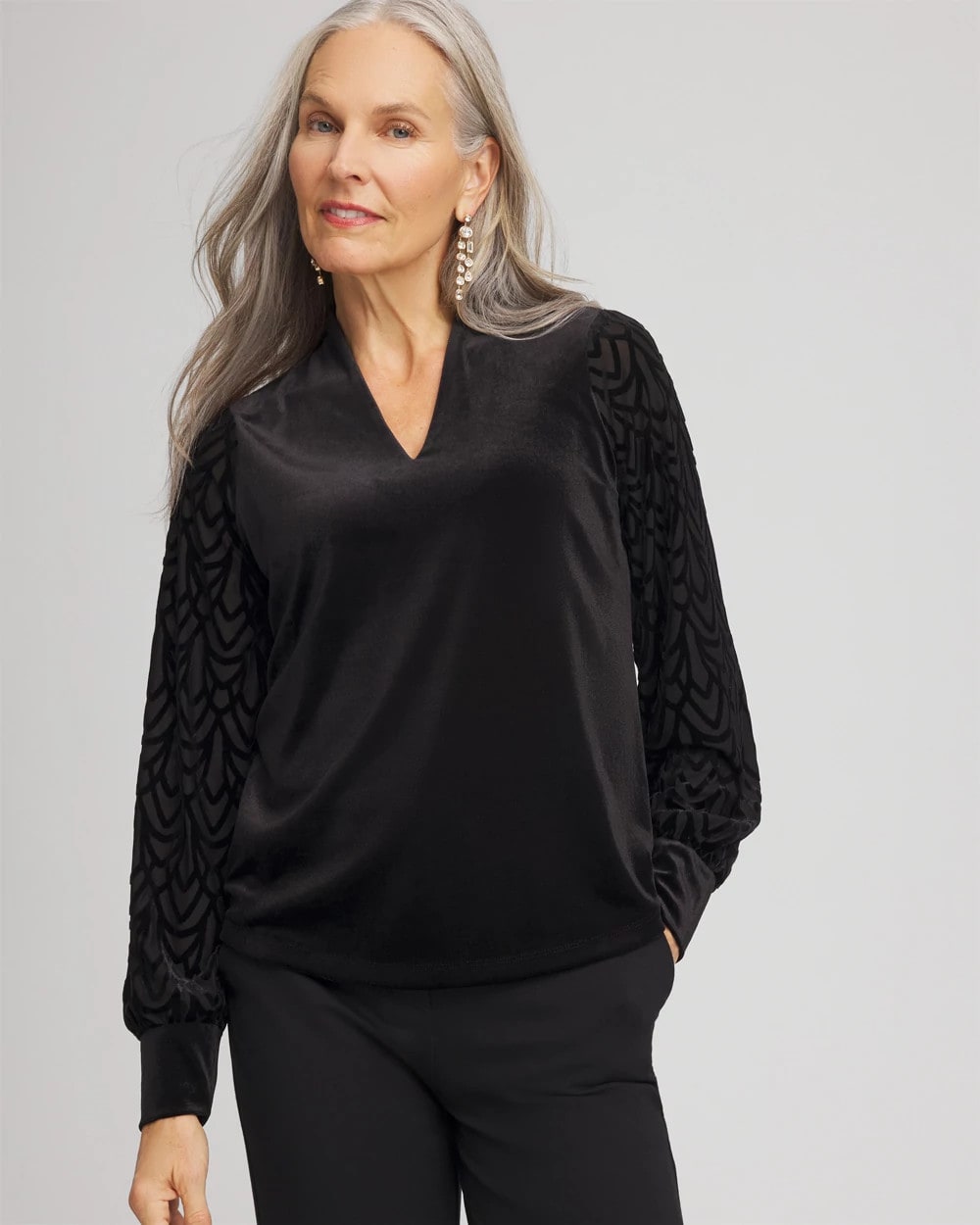 Chico's Art Deco Velvet Burnout Top