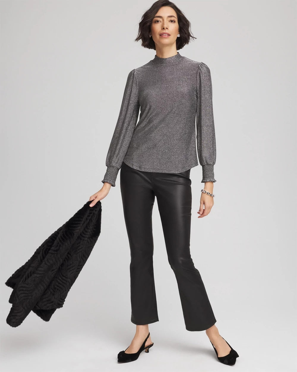 Chico's Sparkle Smocked Top