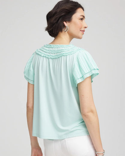 Chico's Touch of Cool™ Layered Pleated Flutter Tee