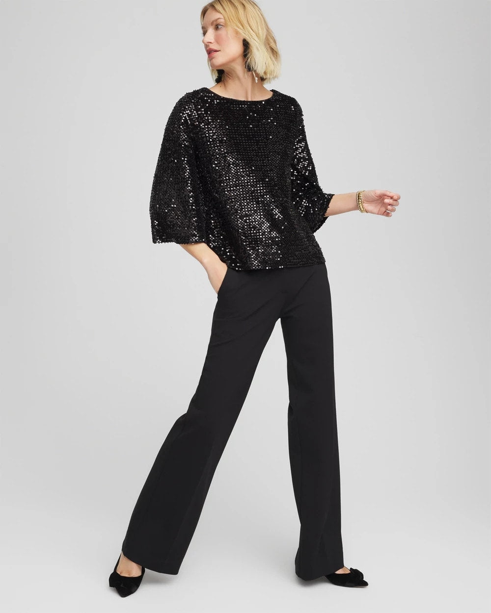 Chico's Sparkling Sequin Party Tee
