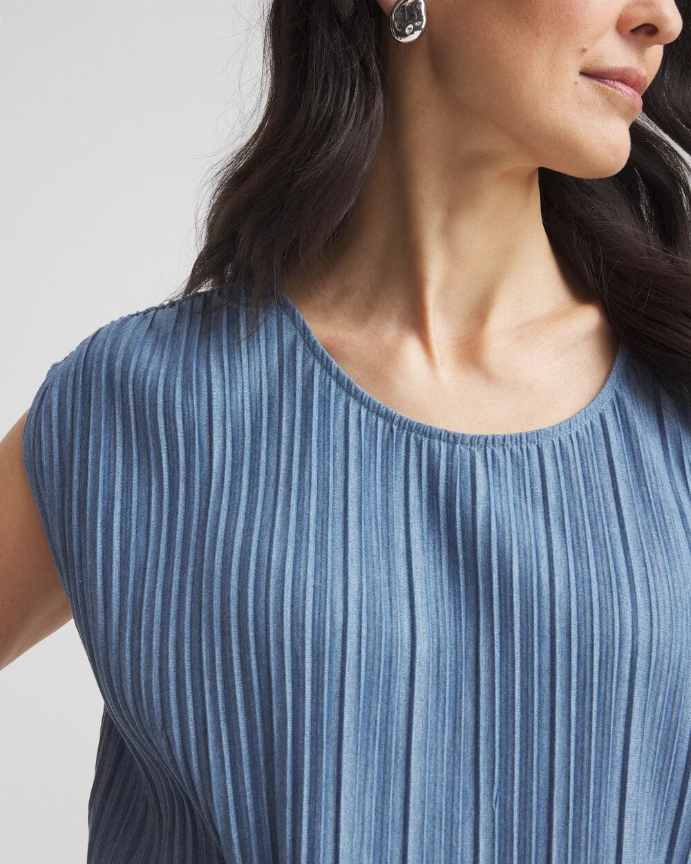 Chico's Melange Pleated Bubble-Hem Top
