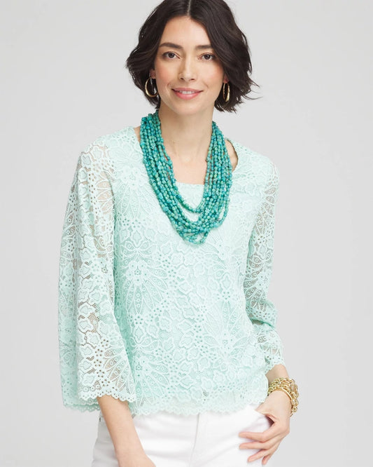 Chico's Scalloped Hem Lace Top