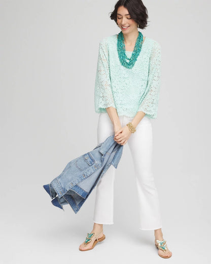 Chico's Scalloped Hem Lace Top