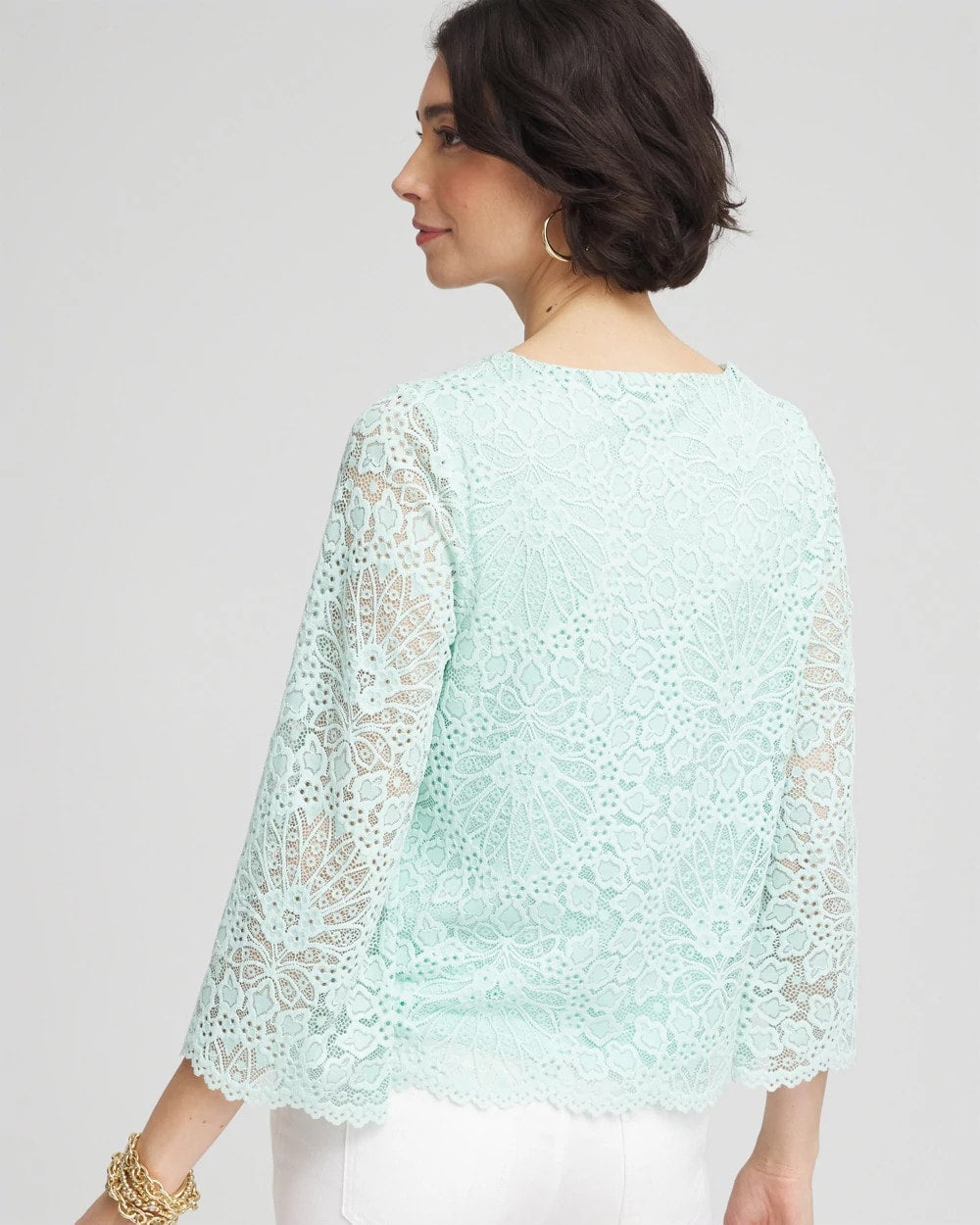 Chico's Scalloped Hem Lace Top