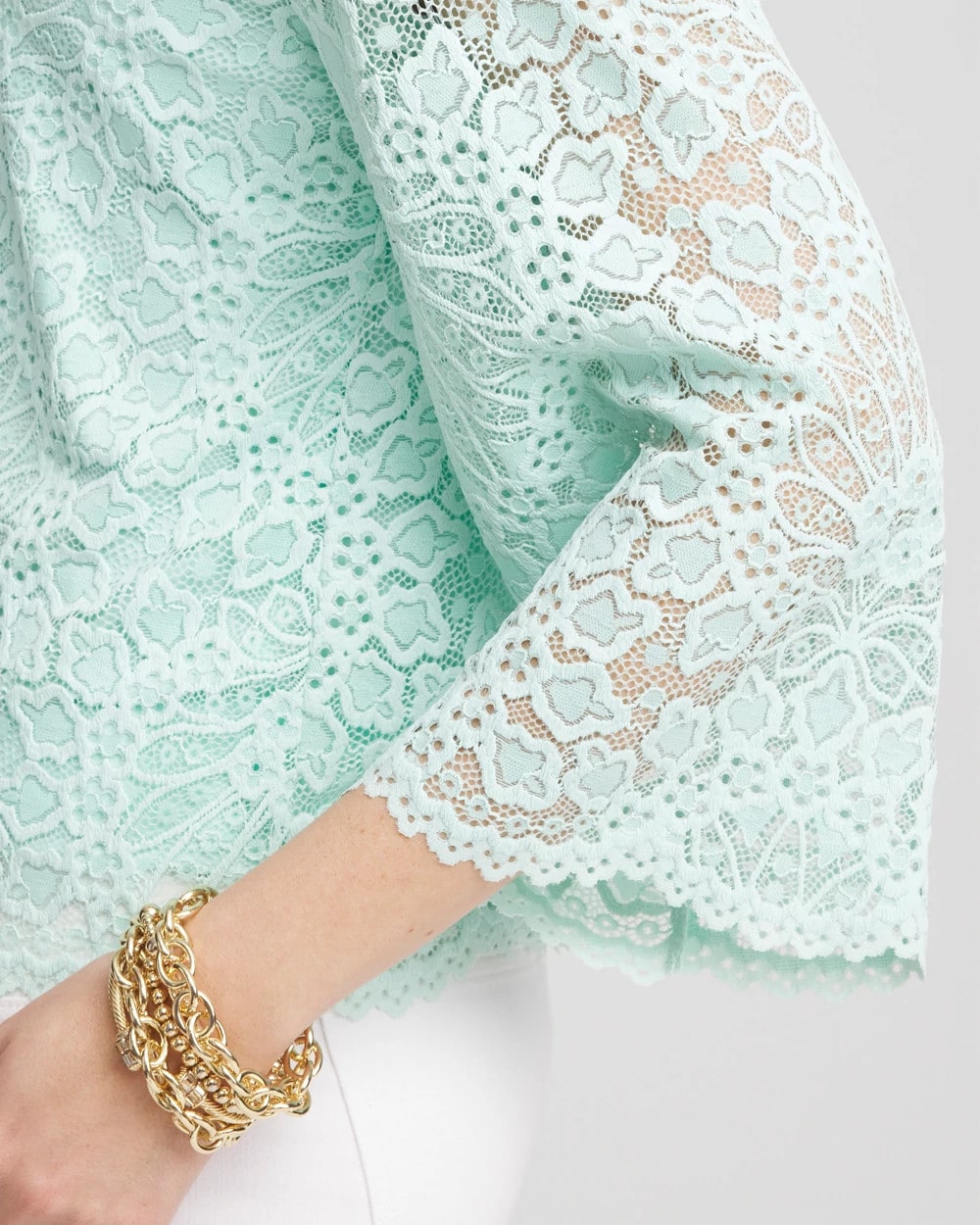Chico's Scalloped Hem Lace Top