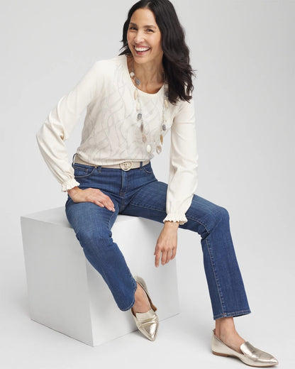 Chico's Embellished Long-sleeve Top