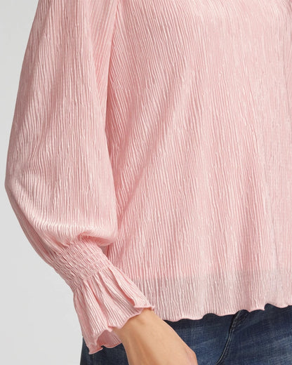 Chico's Crinkle Bodre Voop Neck Top
