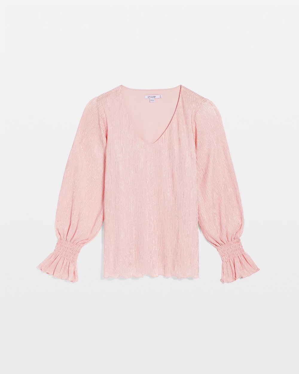 Chico's Crinkle Bodre Voop Neck Top