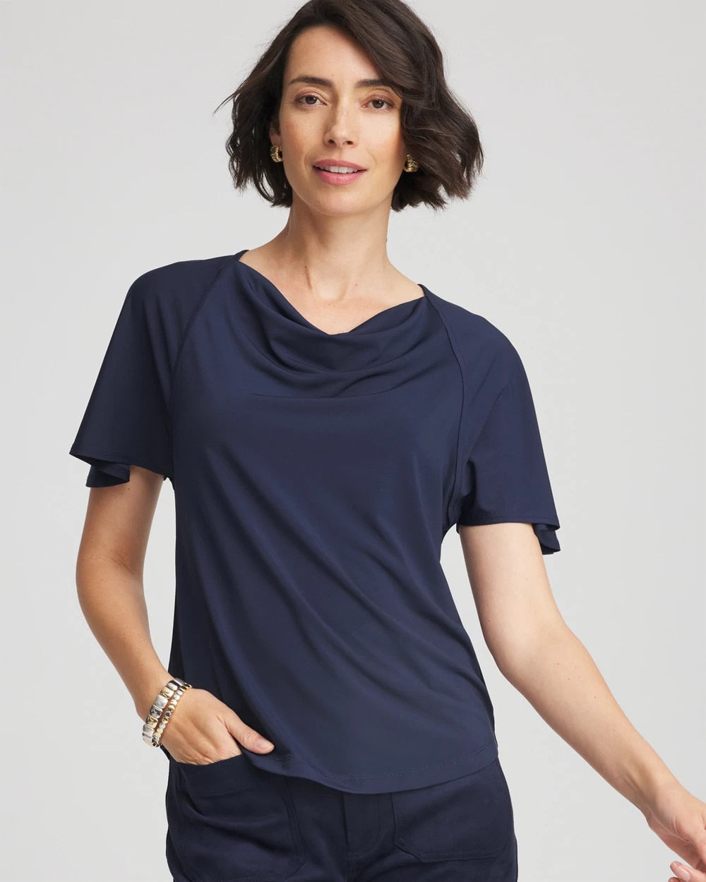 Chico's Jersey Knit Cowlneck Tee