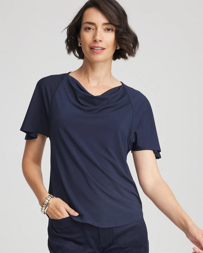 Chico's Jersey Knit Cowlneck Tee