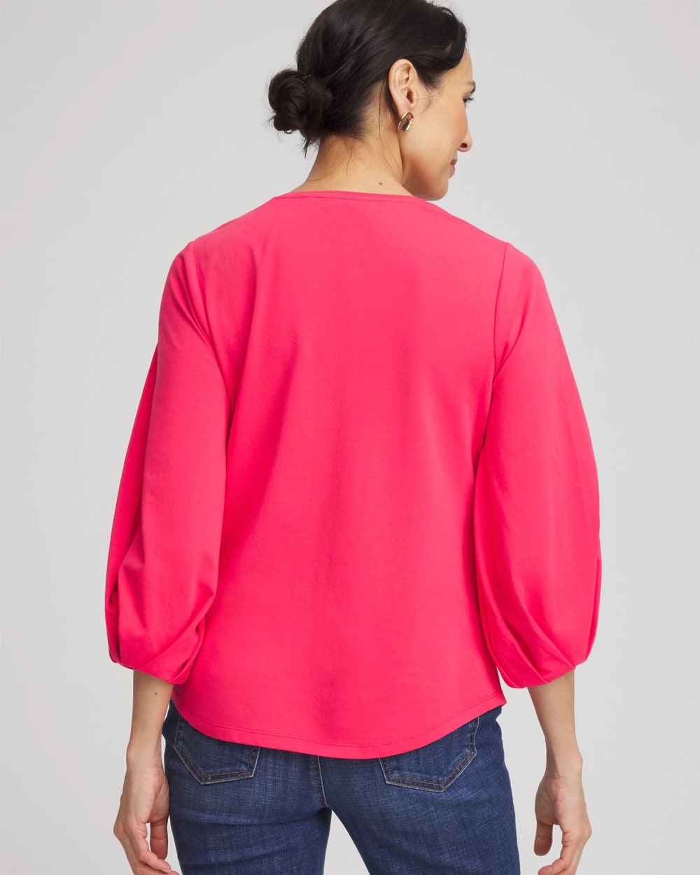 Chico's Cotton Tuck Sleeve Tee