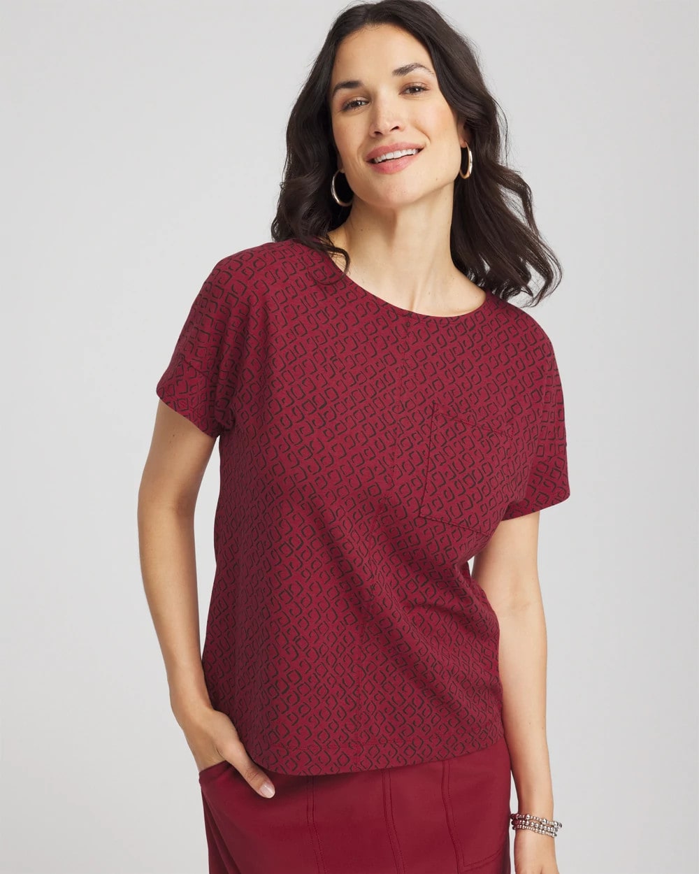 Chico's Zenergy® UPF Geo-Print Dolman Top