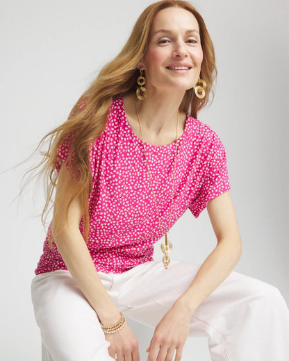 Chico's Touch of Cool™ Cheetah Ruched Banded Hem Top