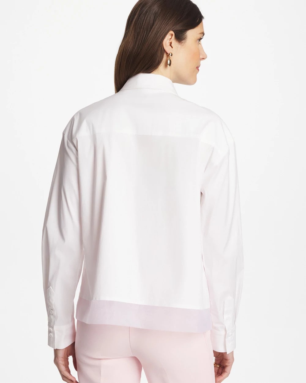 Chico's Poplin Organza Collared Shirt