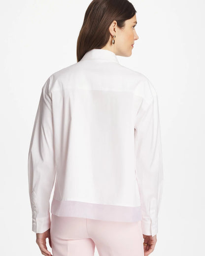 Chico's Poplin Organza Collared Shirt