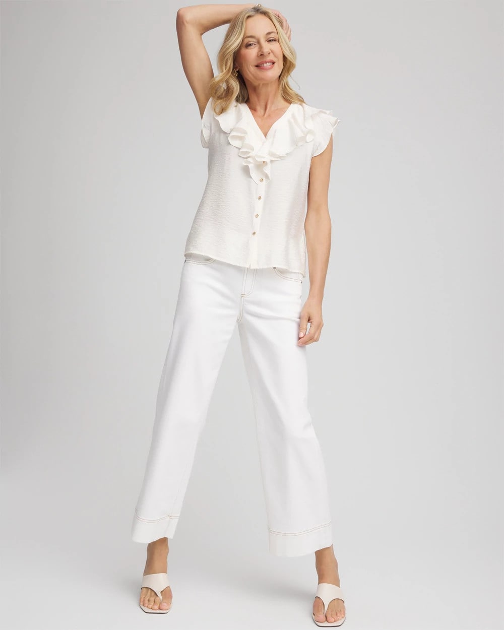 Chico's Crepe Ruffle-Trim Blouse
