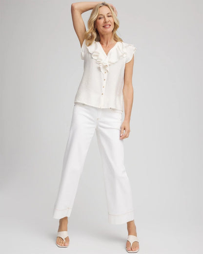 Chico's Crepe Ruffle-Trim Blouse