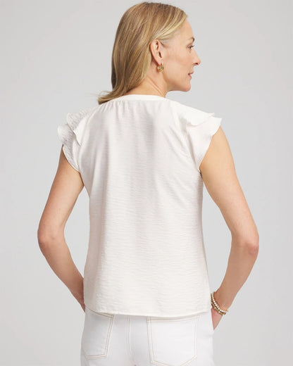 Chico's Crepe Ruffle-Trim Blouse