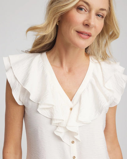 Chico's Crepe Ruffle-Trim Blouse