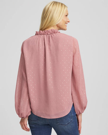 Chico's Ruffleneck Lined Georgette Blouse