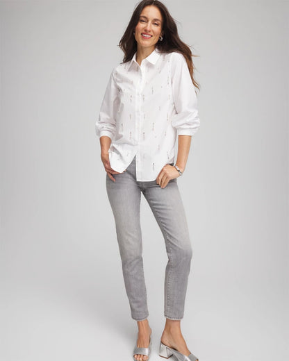 Chico's Jeweled Poplin Shirt