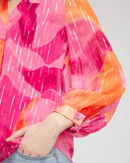 Chico's Watercolor Classic Fit Chiffon Blouse